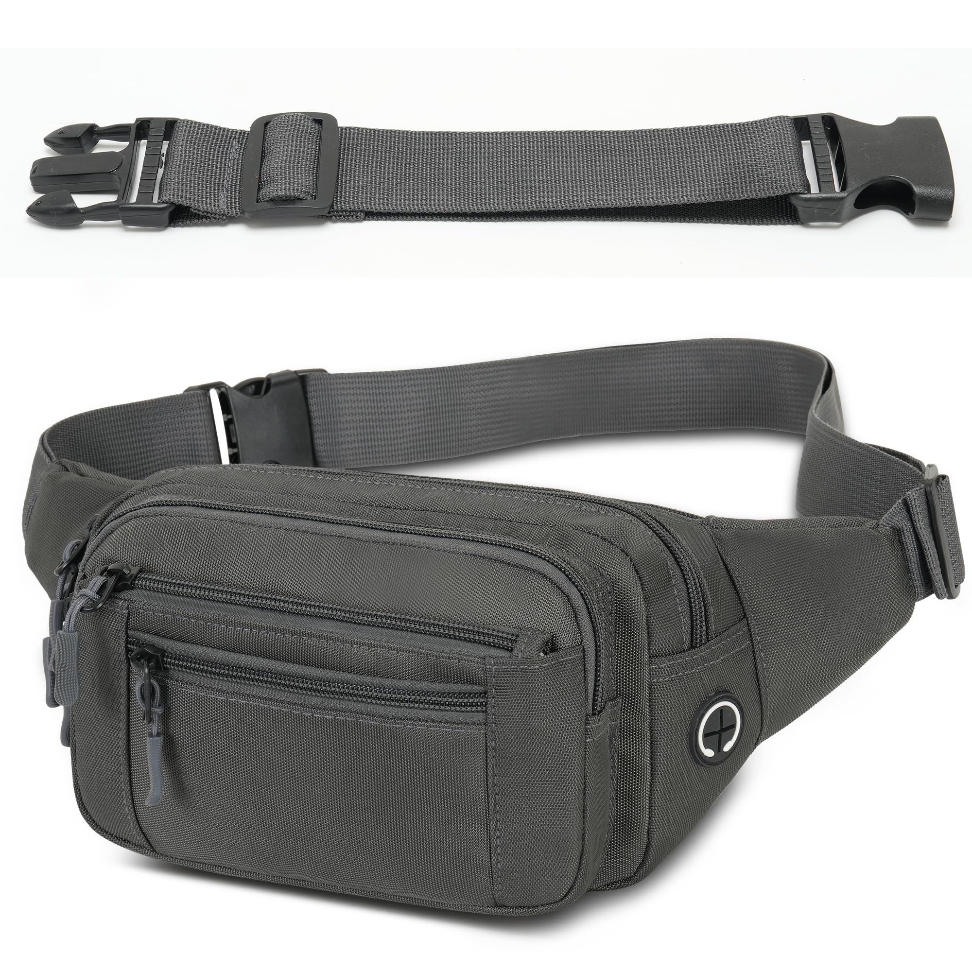 Bumbags Waist Fanny Pack Fashion Bum Bag with 30cm Extended Belt for Dog Walking Climbing Hiking Travel Cycling Girls Ladies Men Women (Dark Gray)