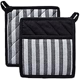 DII Cotton Heat Resistant Kitchen Pot Holders Set, (Set of 2-8x8.5), Farmhouse Chic Geometric Design, Heat Resistant and Mach