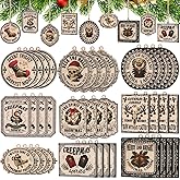 Kathfly 36 Pcs Horror Christmas Ornament Scary Wooden Gothic Skull Xmas Tree Ornaments Dark Skeleton Hanging Stocking Cutouts Decor with Rope for Home Xmas Tree Party Holiday Decoration