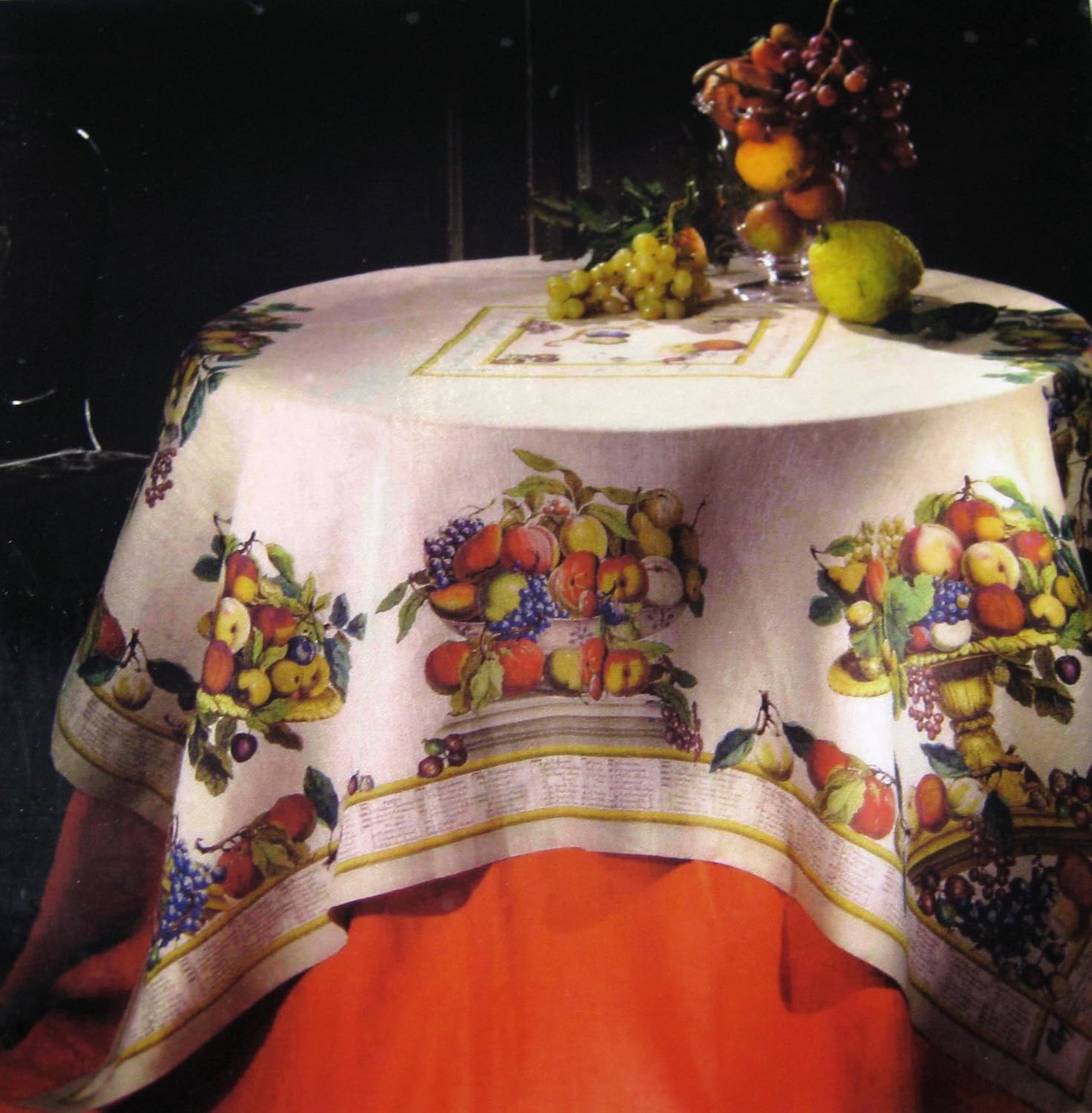 Tessitura Toscana Telerie Printed Tablecloth "Fruits" 100 Linen Made