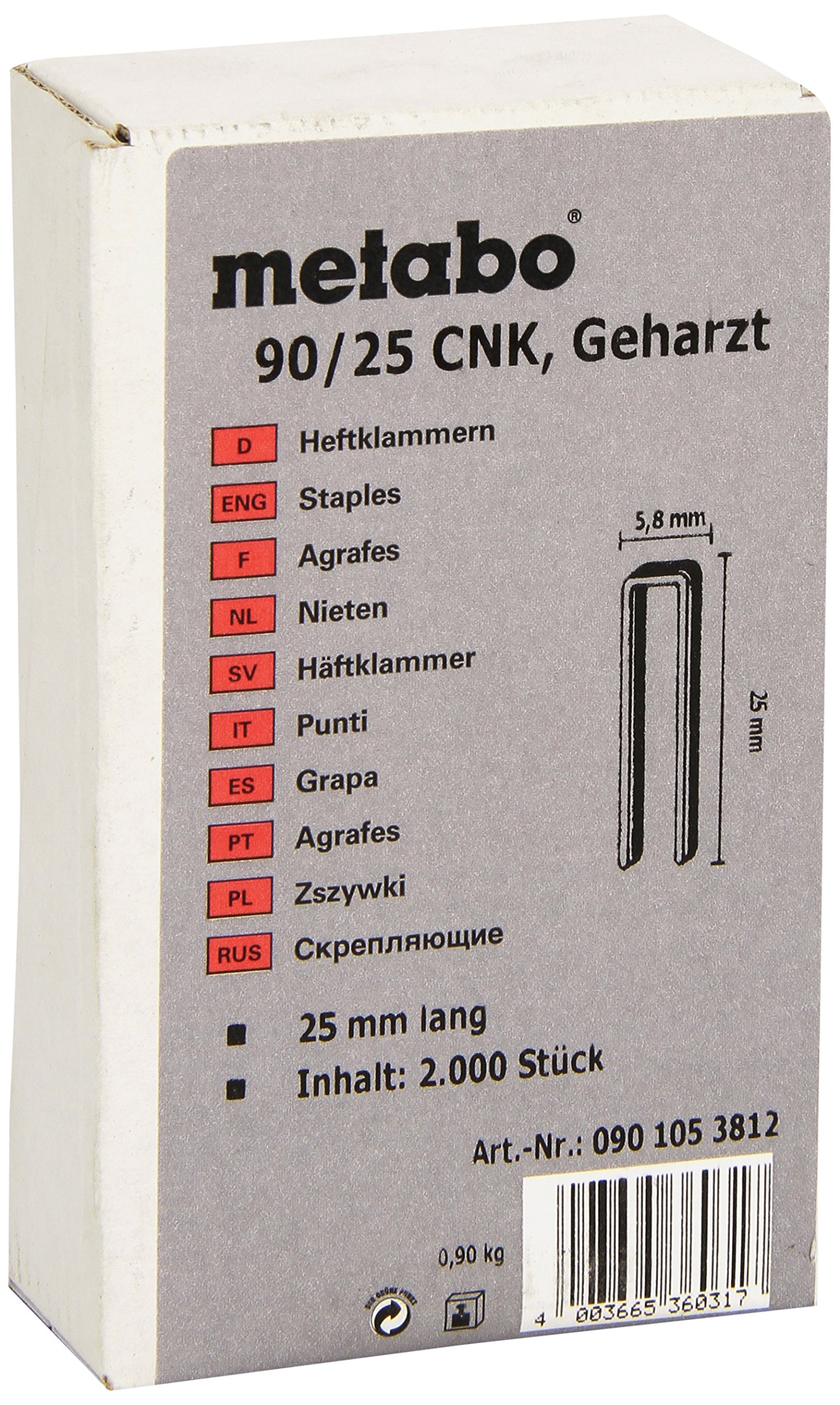 Metabo 0901053812 90/25 Cnk Geharzt 2000 STK/Karto Staples, 0 V, Green