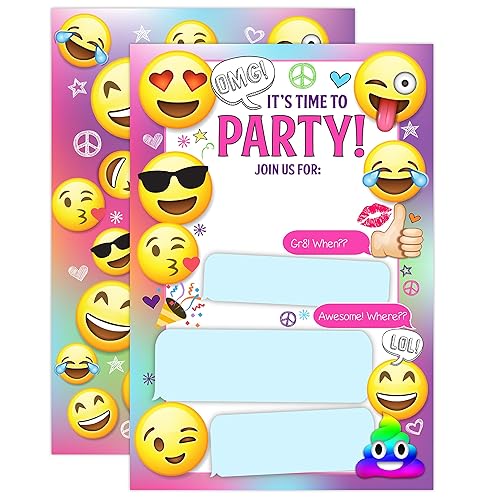 Emoji Party Invitations, Girl Emoji Birthday Invitations, Emoji Invites ...