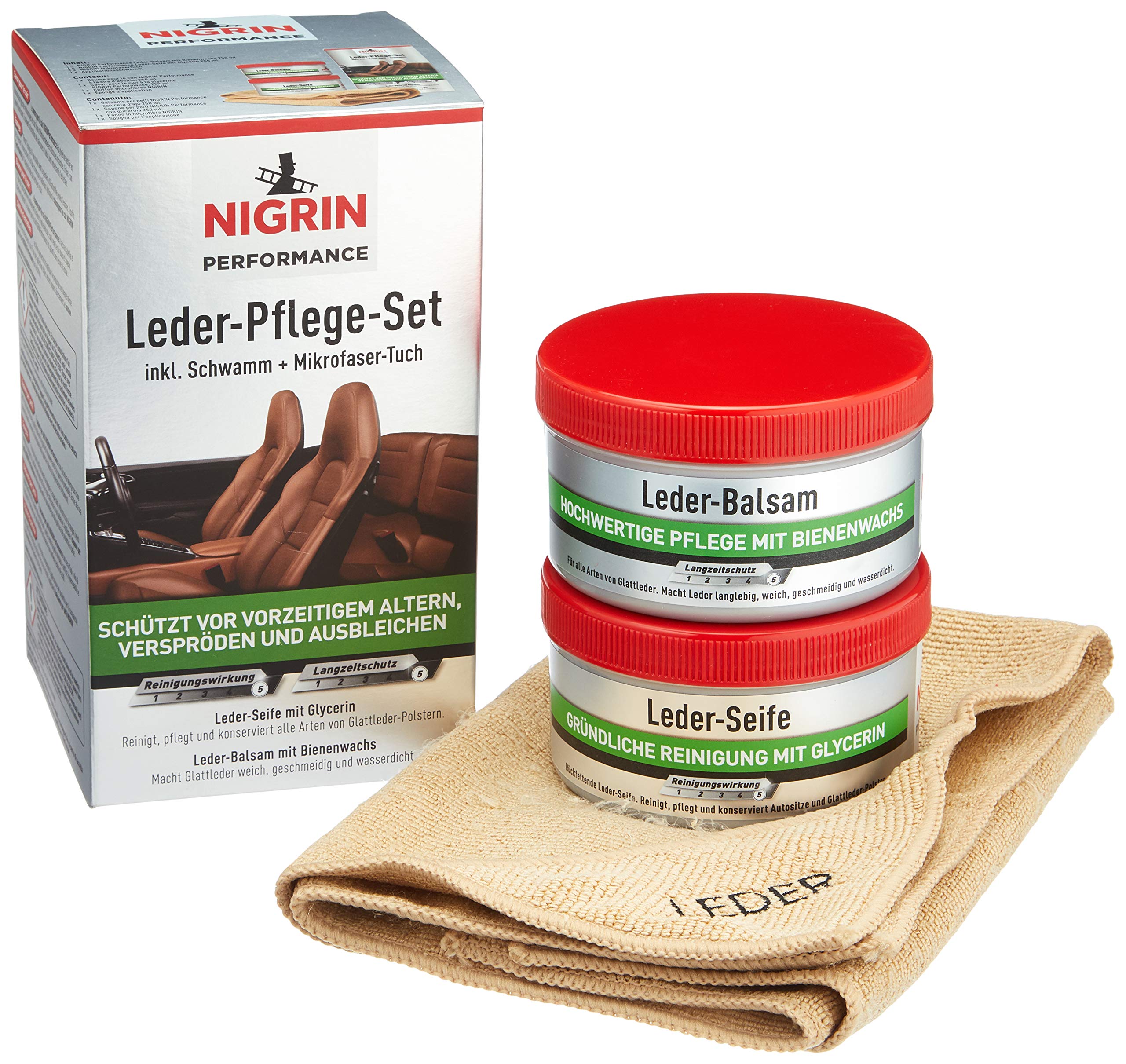 Nigrin Performance Leder-Pflege-Set Seife+Balsam 2x250ml