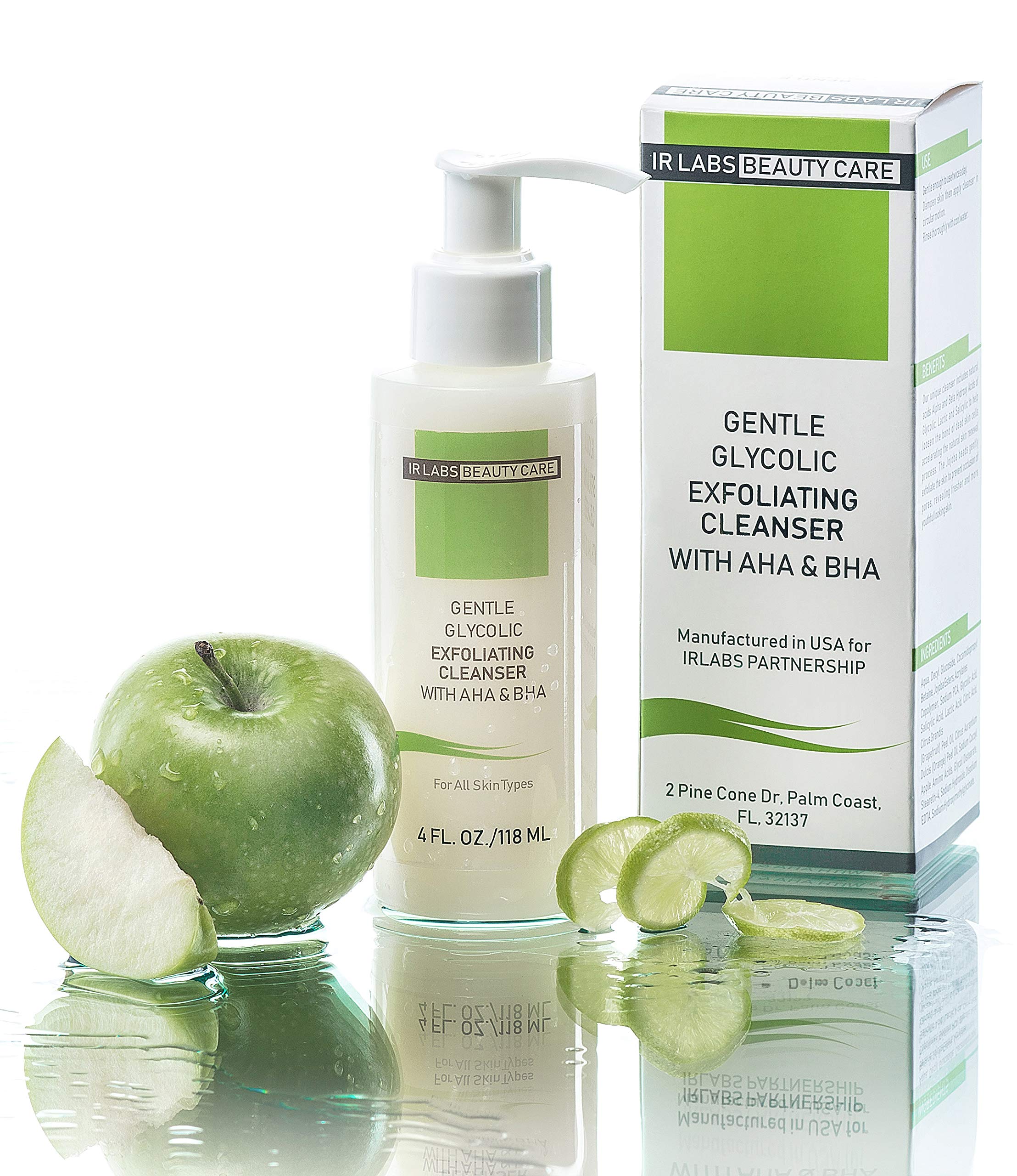 Glycolic Acid Exfoliating Cleanser, Acne Treatment, Gentle Acne And Face Wash With AHA And BHA, Anti-Aging Face Wash, Reduces Spots, Acne And Fine Lines, Deep Cleanse For All Skin Types  