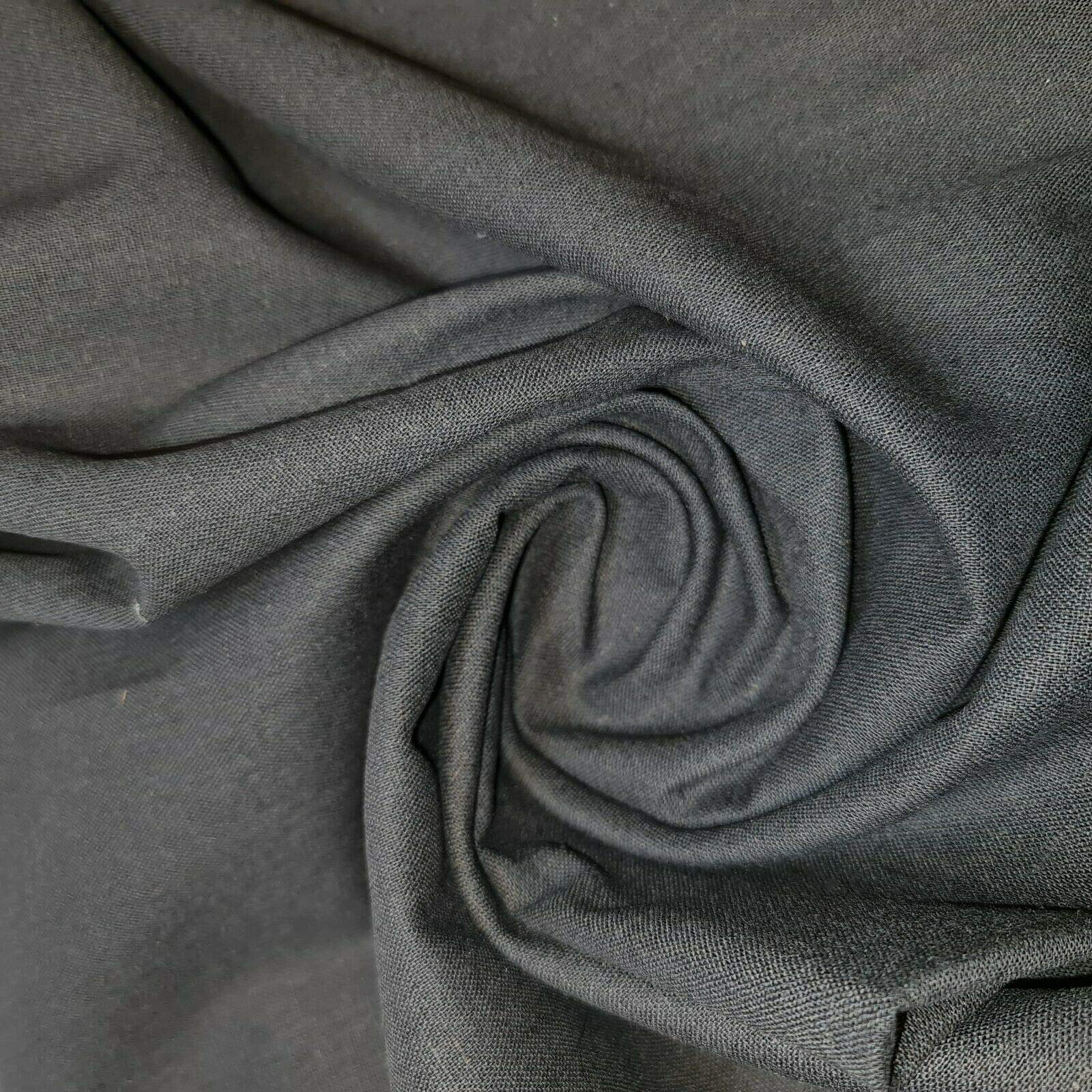 100% Cotton Rich Linen Poplin Dress Craft Fabric Material 58" - 150 cm Wide Sold As 1 Meter Pre - Cut Lengths (Black)