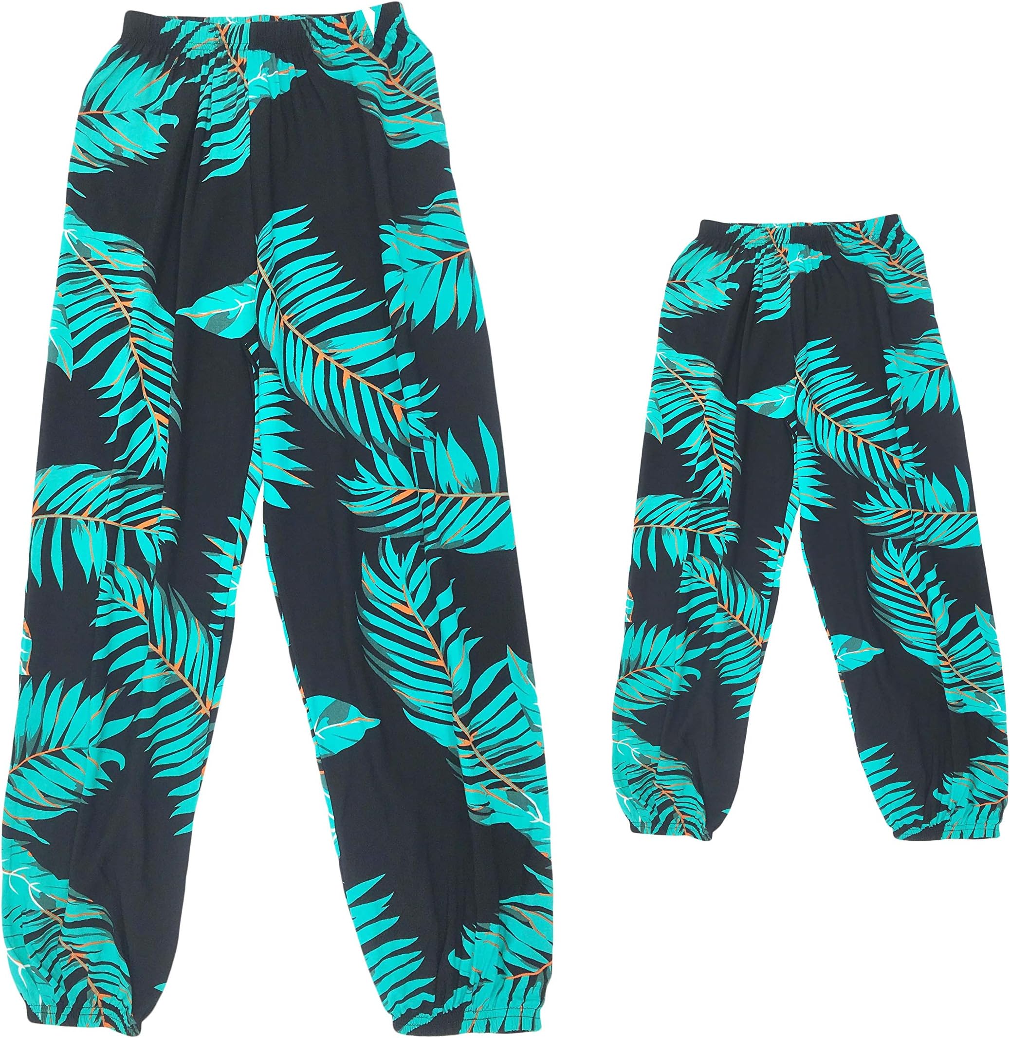 Elufly Women Girls Printed Casual Loose High Waist Pants Mommy and Me Matching Outfits