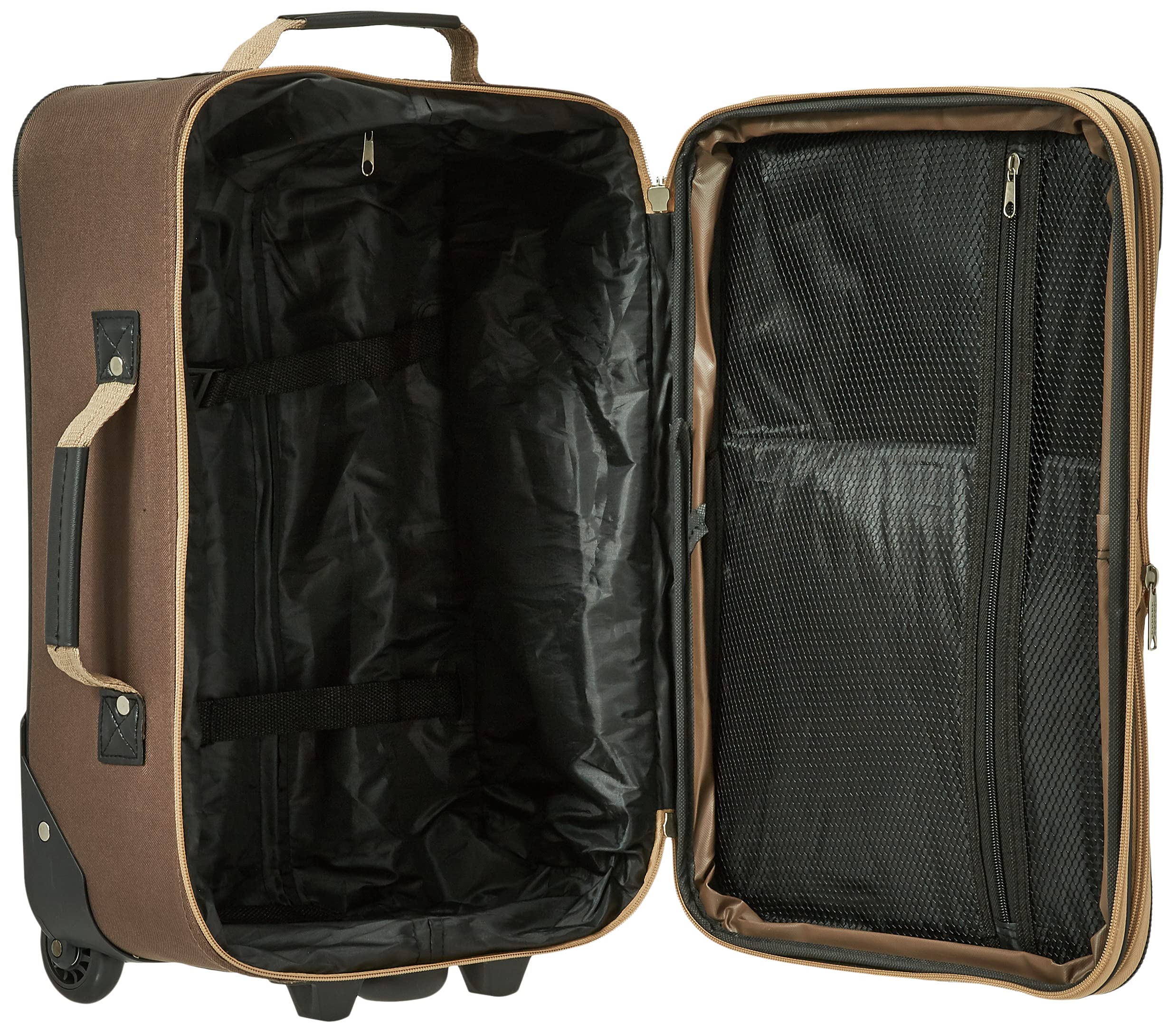 Rockland Fashion Softside Upright Luggage Set,'Expandable,Lightweight,Telescopic Handle,Wheel, Brown, 2-Piece (14/19)