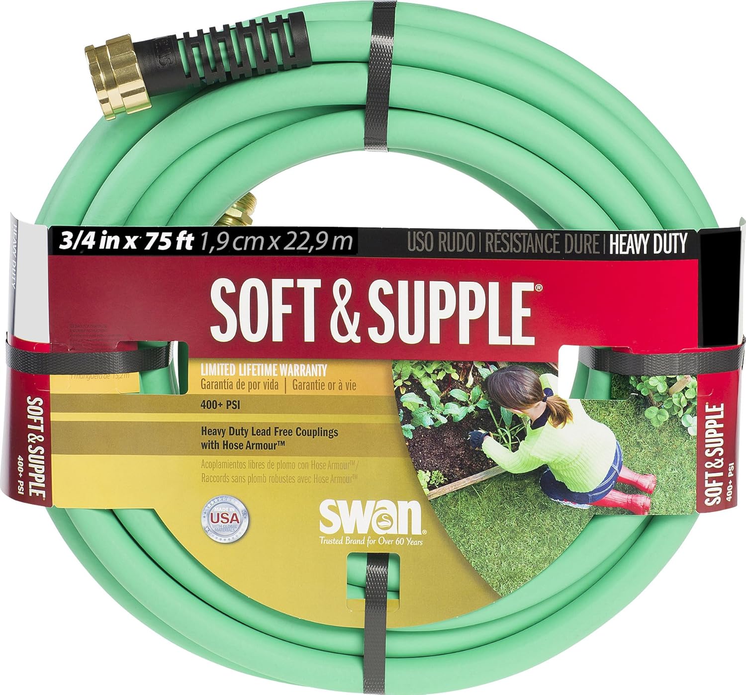 Swan Soft And Supple SNSS34075 3/4Inch x 75Foot Green Garden Hose