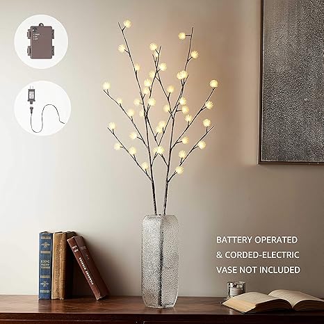 Amazon Com Litbloom Lighted Brown Tree Branch With Icy Flowers