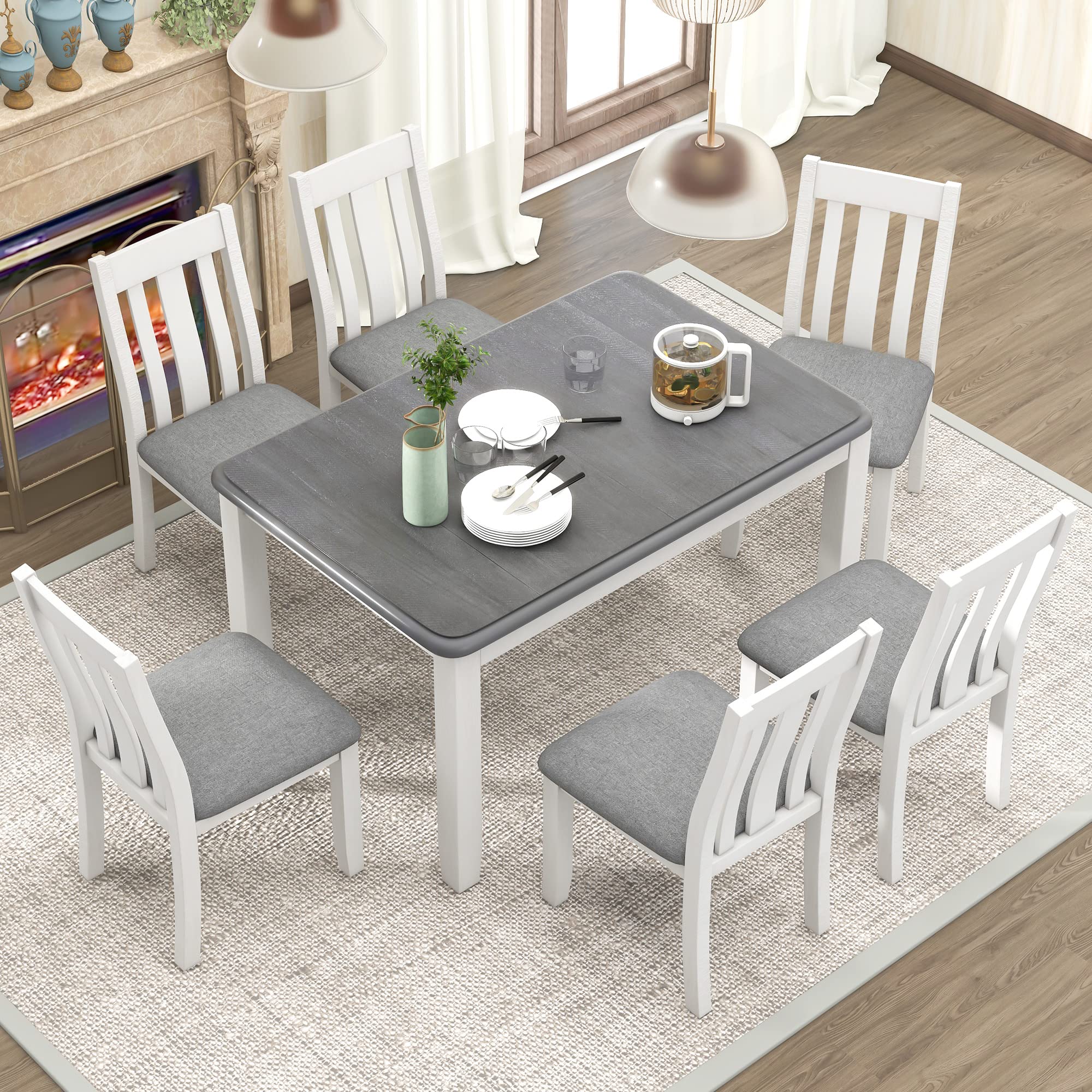 XD Designs Rustic 7-Piece Kitchen Dining Table