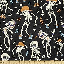 Ambesonne Skeleton Fabric by The Yard, Humorous