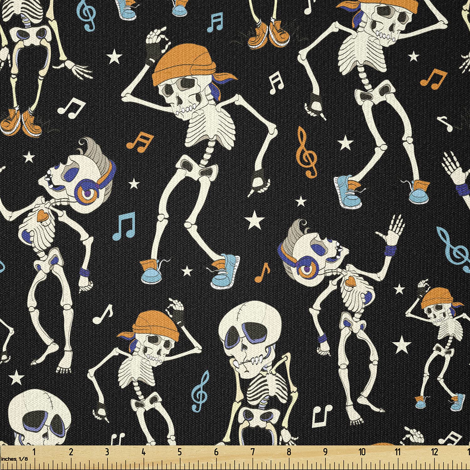 Ambesonne Skeleton Fabric by The Yard, Humorous