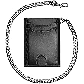 furid Genuine Leather Wallet Chains for Men: Wallet Chain with Card Holder - RFID Trifold Wallets with Anti Theft Chain - Gifts for Father Husband for Birthday Anniversary