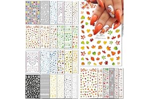 IDDFEVE 30 Sheets All Holiday Nail Art Stickers, Variety Pack Seasonal Nail Decals, Self-Adhesive Colorful Design for Daisy Flowers Butterflies Star Halloween Christmas