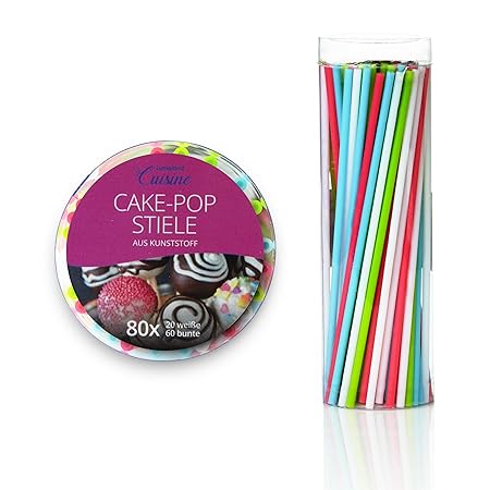Lumaland Cuisine CakePop Sticks 80 Stück Wiederverwendbare Stiele für Cake Pops ca. 15 cm lang in 4 Farben