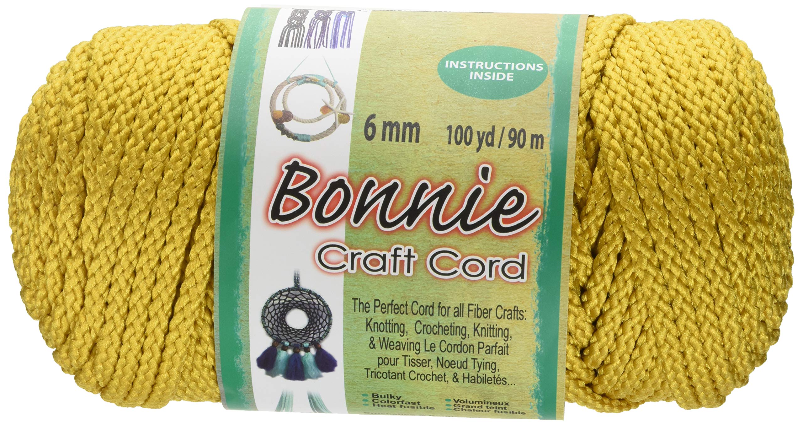 Pepperell polyolefin fiber Bonnie Macrame Craft Cord 6 mmx 100 yard-Gold