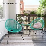 SONGMICS 3-Piece Garden Patio Set Glass Top Table 2 Chairs GGF013C02 view 2
