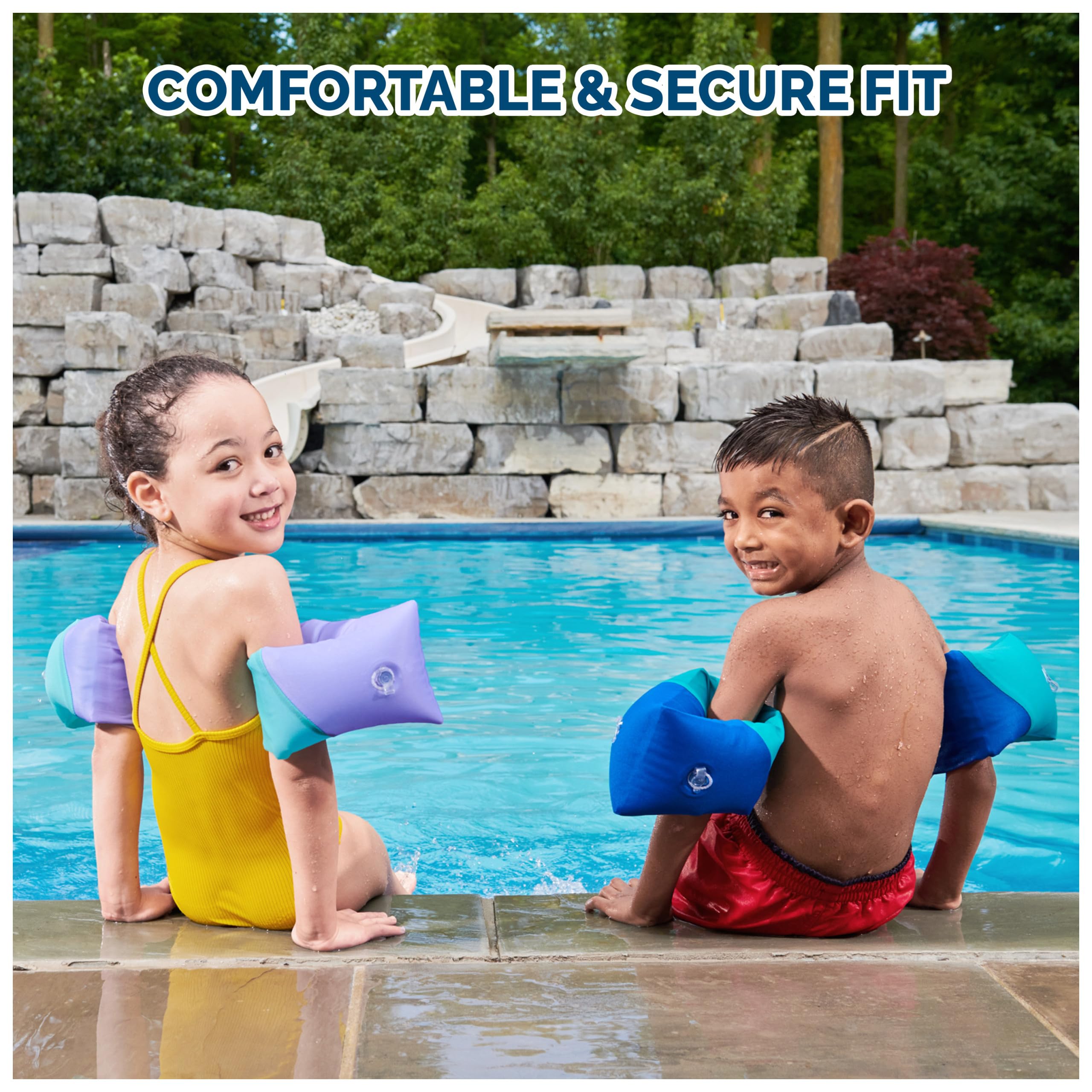 Swimways Soft Swimmies Toddler Floaties, Learn-to-Swim Inflatable Pool Floats & Arm Floaties, Swimming Pool Accessories for Kids Aged 3-5, Purple