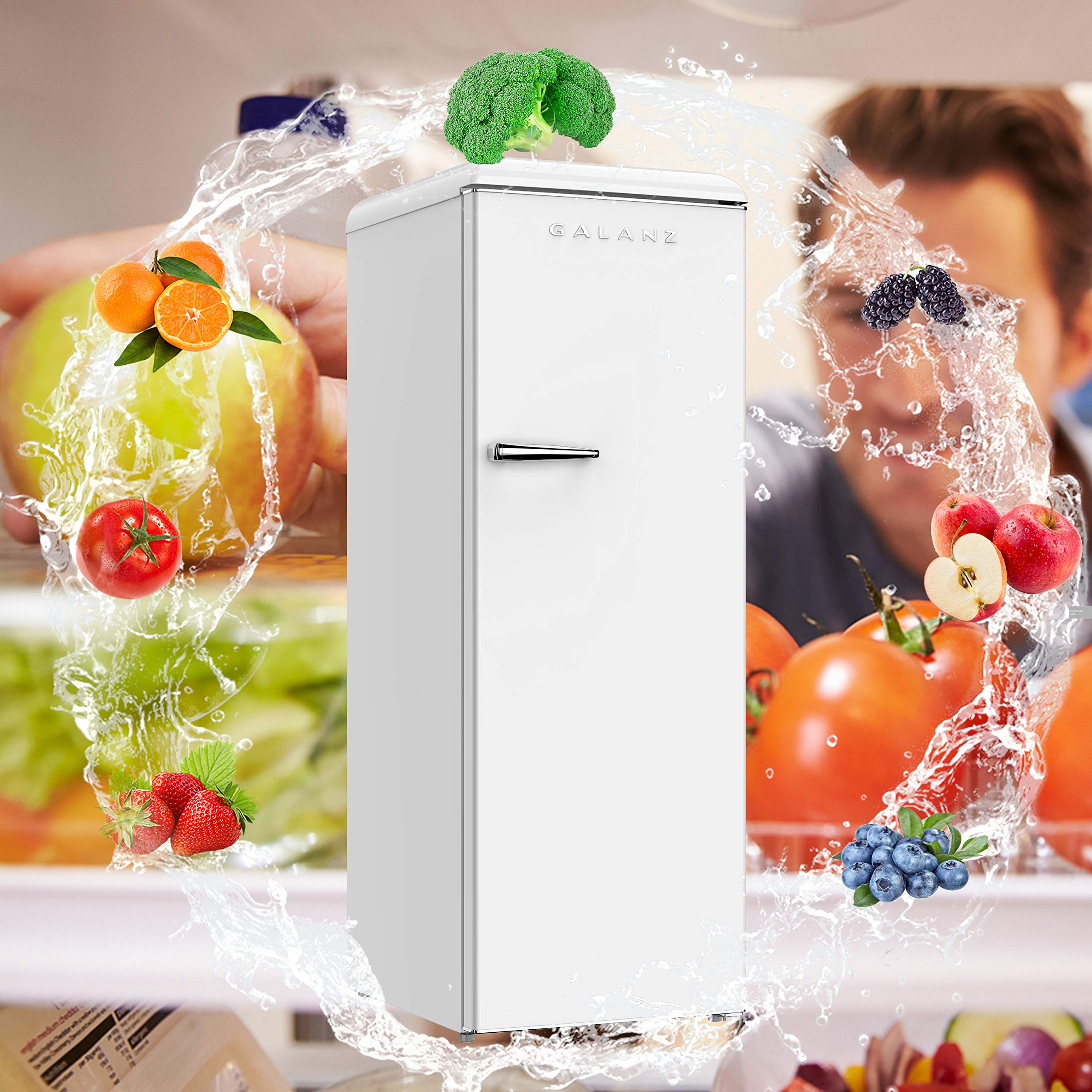 Galanz GLF11UWEG16 Convertible Freezer/Fridge, Electronic Temperature Control, 11 Cu.Ft, Retro White