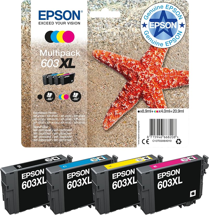 Epson 603XL Starfish Ink Cartridges Multipack - 4 Colours High Yield Genuine