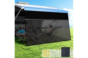 Fonzier RV Awning Sun Shade Screen with Zipper, 600D Top + Mesh Bottom, Sunscreen Shade Complete Kits for Trailer Awning 9' x 13'3''