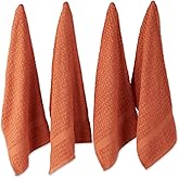 DII Basic Terry Collection Waffle Dishtowel Set, 15x26, Solid Spice, 4 Piece
