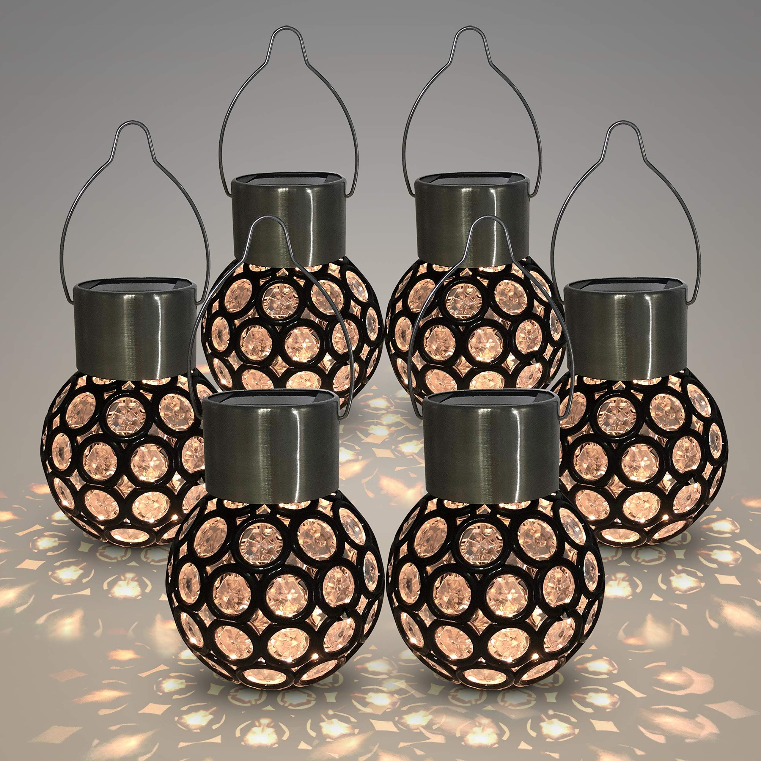 ISOTRONIC Solar Powered Warm White Hanging Ball Light LED - Waterproof Solar Lamps - Solar Lights / Solar Lamps / Solar Lantern for Outdoor, Garden (Pack of 6)