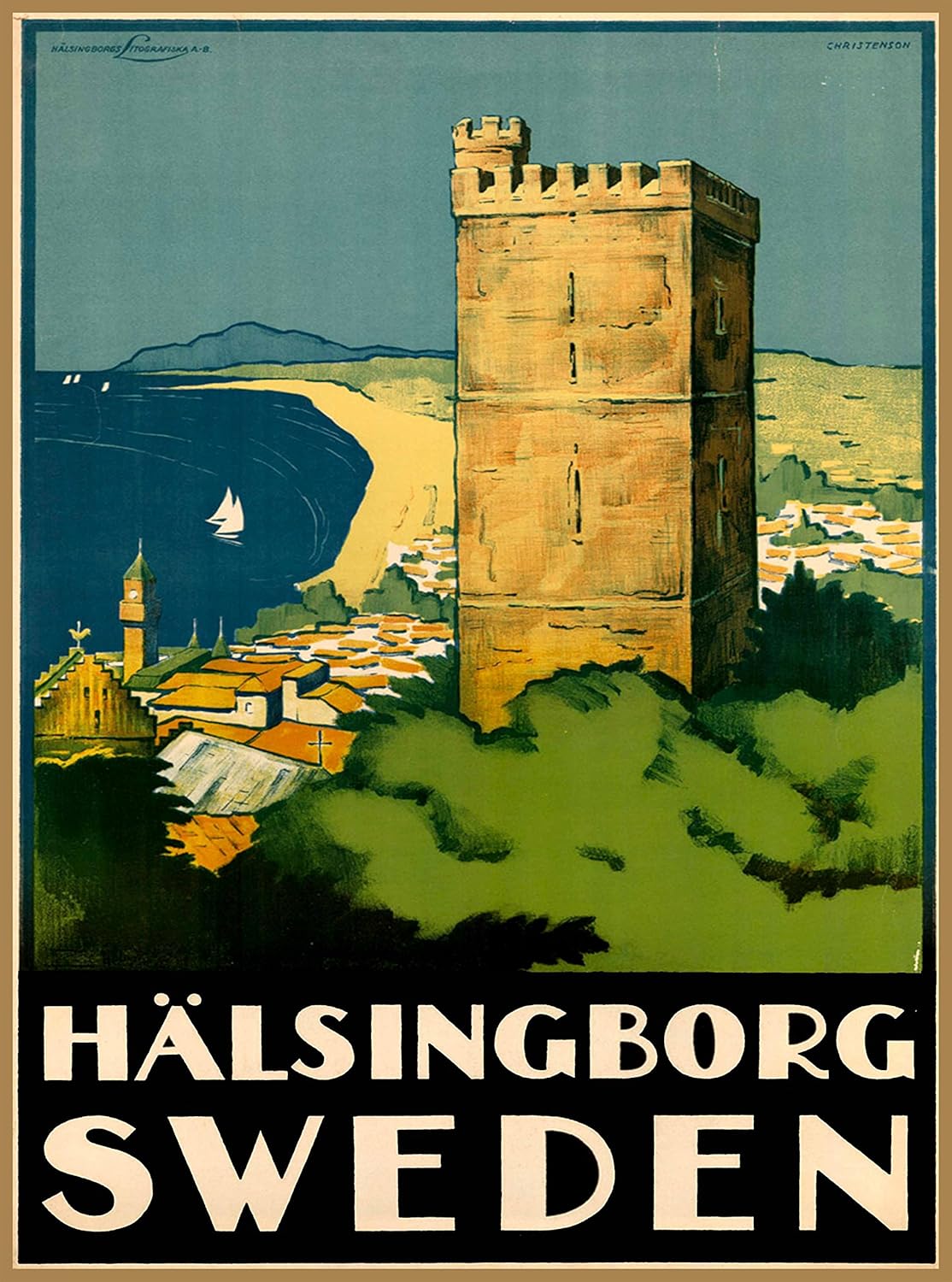 A SLICE IN TIME Hälsingborg Helsingborg Sweden Scandinavia Scandinavian Swedish Vintage Travel Advertisement Art Collectible Wall Decor Poster Print. Measures 10 x 13.5 inches