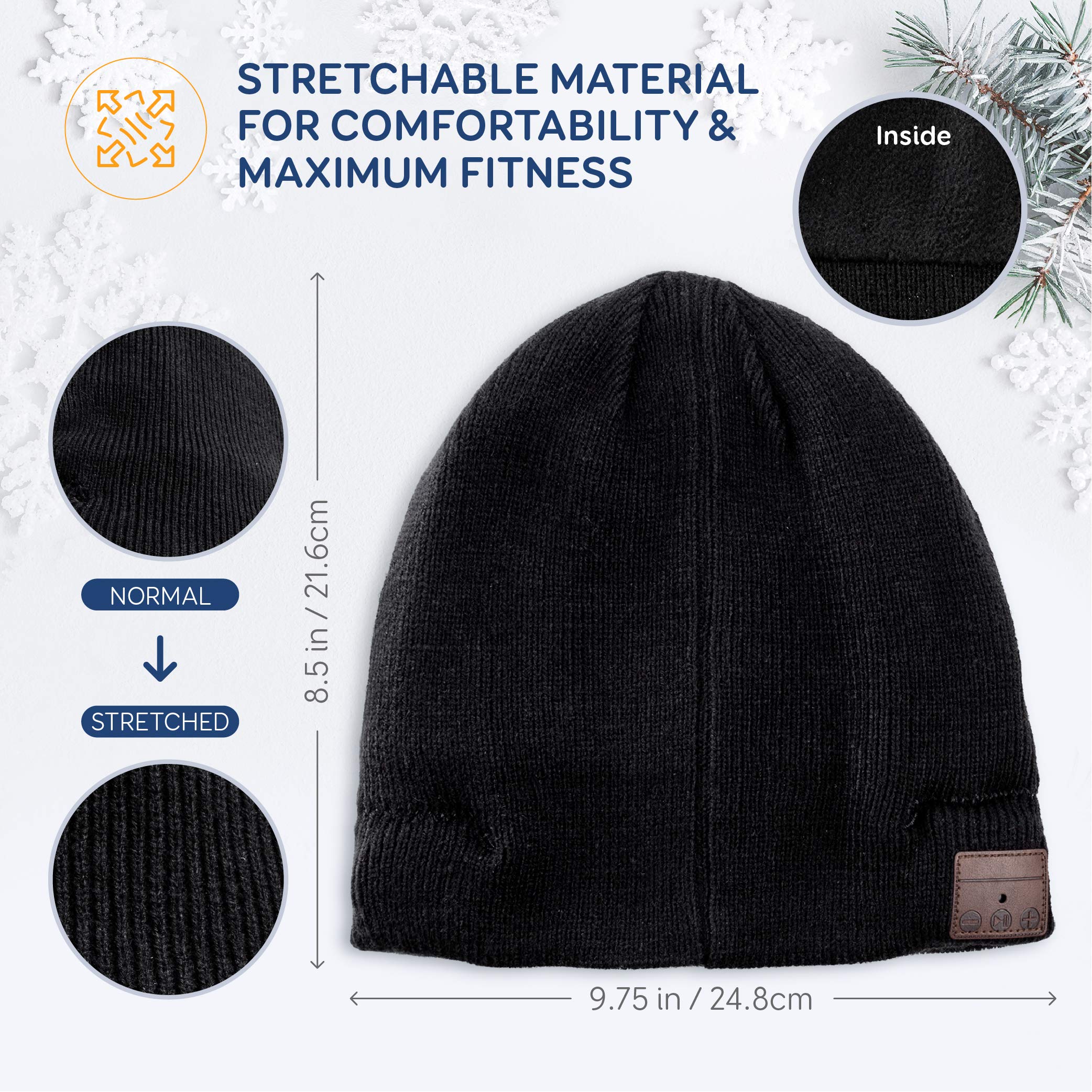 Bluetooth Beanie,Bluetooth 5.0 Hat,Built-in Wireless Headphones&Mic- Unique Gifts for Men Women,Outdoor Running,Hiking,Skiing,Dog Walking