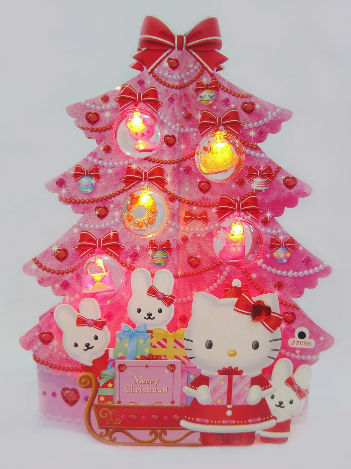 Amazon Com Hello Kitty Pink Christmas Tree Card Lights 16