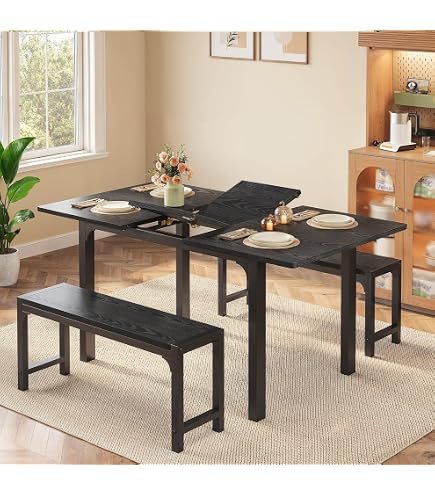 Amazon.com - Ahomly 63“ Extendable Dining Table Set with 180