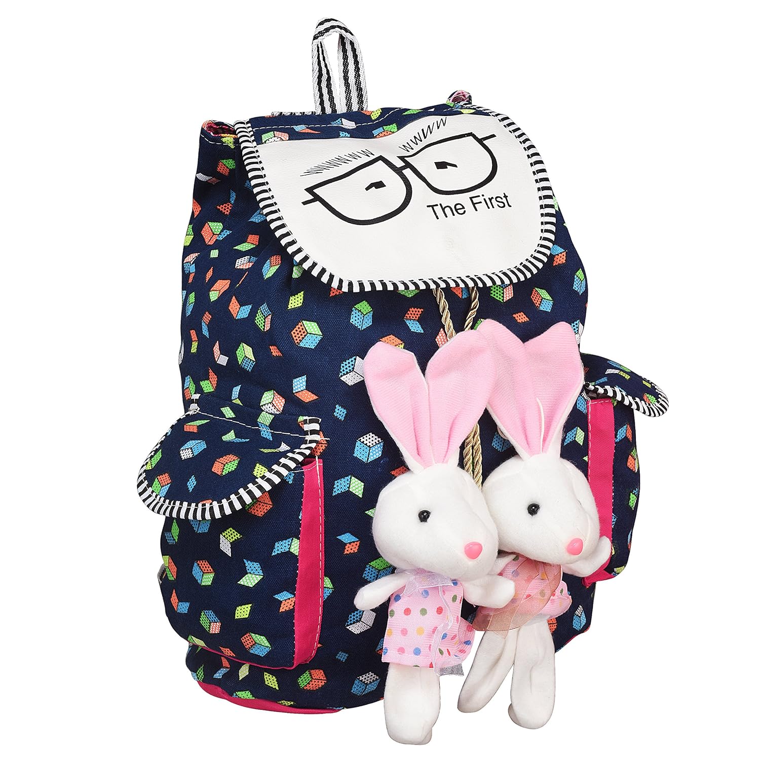 trendyage girl's canvas backpack (multicolour, 33x13x29cm)
