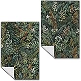Exqcom Dark Green Botanical Kitchen Towels, Rustic Plants Hand Towels for Bathroom Kitchen, Cottagecore Herb Fern Leaves and Flower Decorative Dish Towels Drying Cloth, 16x24 Inch Set of 2