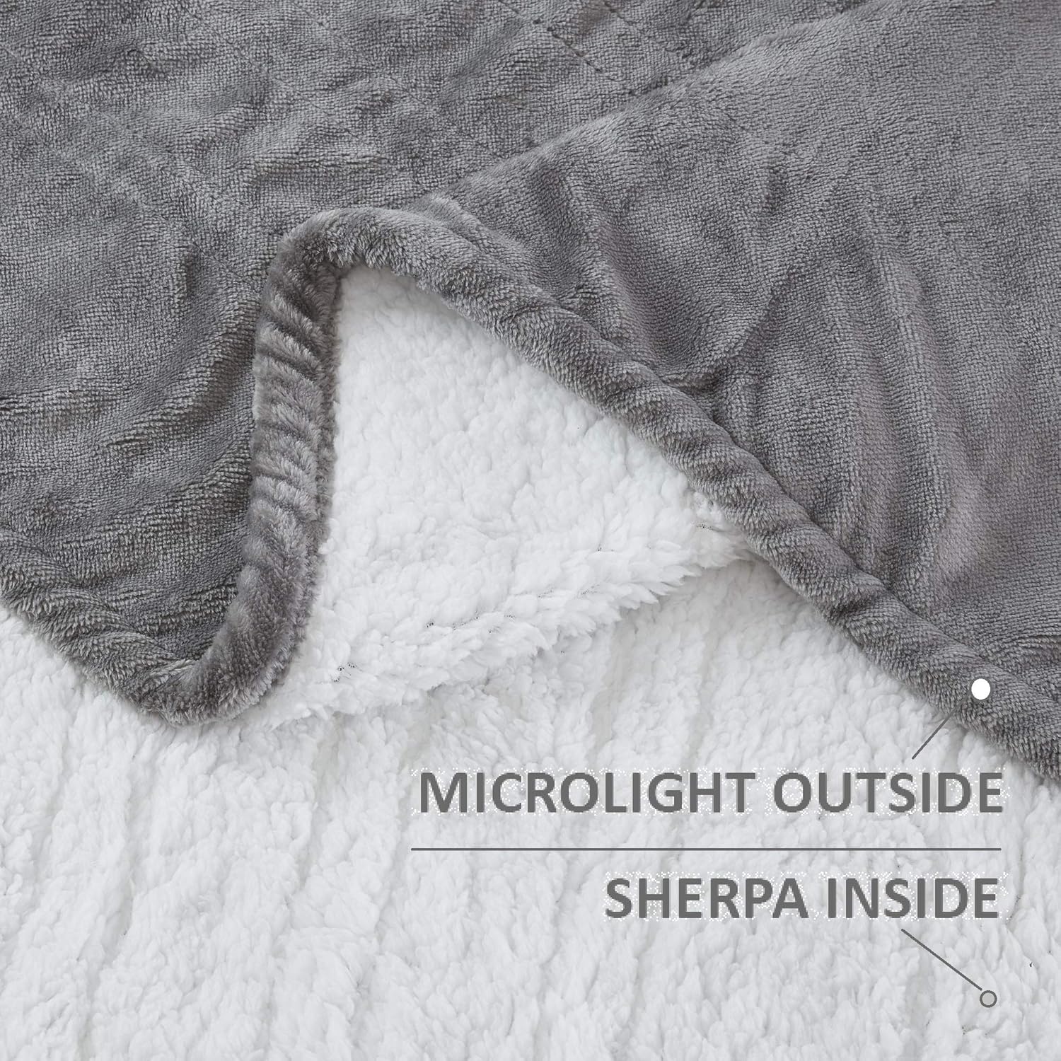 Comfort Spaces Plush to Sherpa Electric Blanket Shoulder and Neck Wrap with Matched Sock Set Ultra Soft and Warm Hypoallergenic Fleece-Reversible Heated Poncho Throw, 50" W x 64" L, Grey: Home & Kitchen