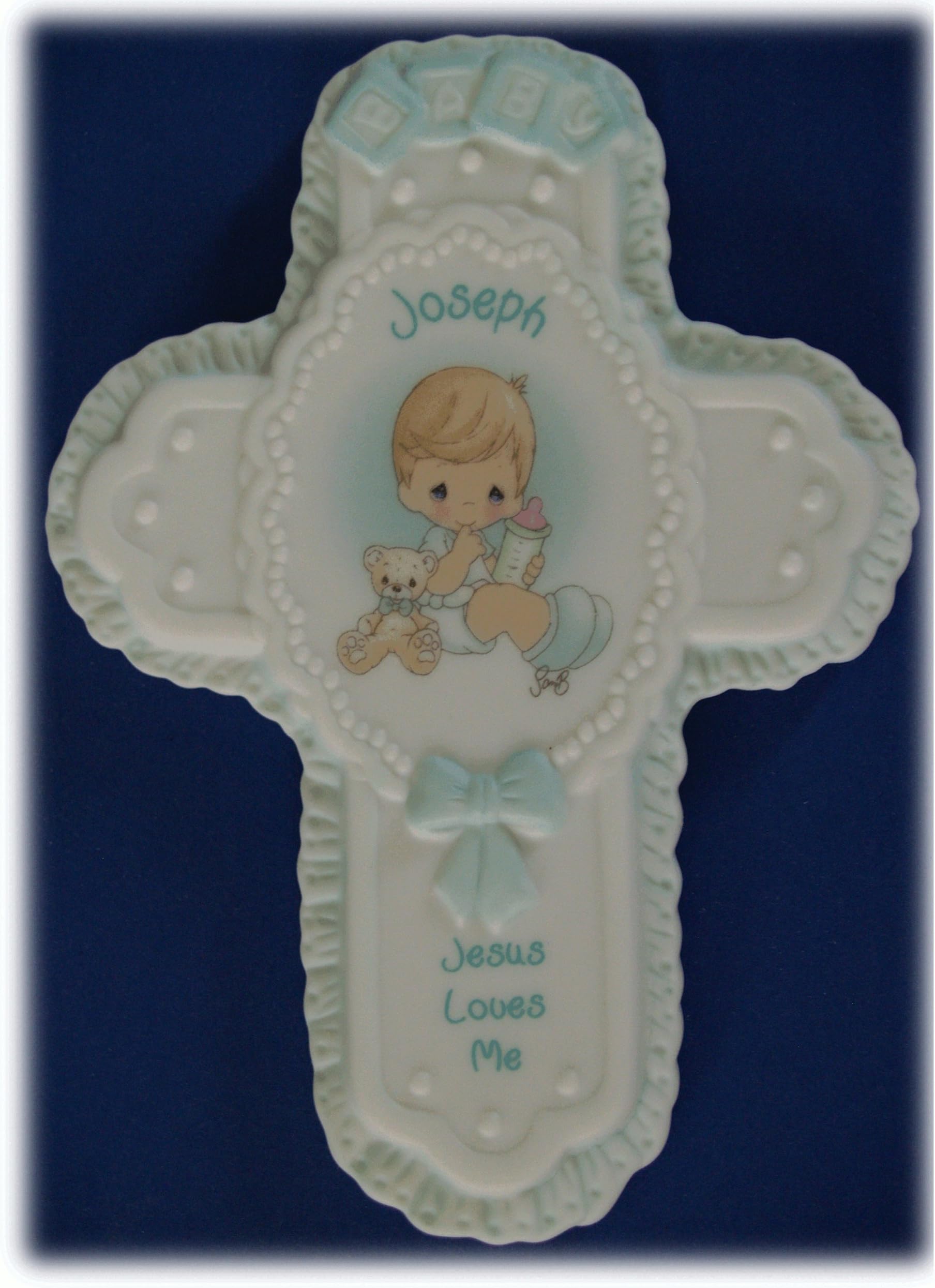 Precious Moments Jesus Loves Me Personalized Joseph Porcelain Wall Cross