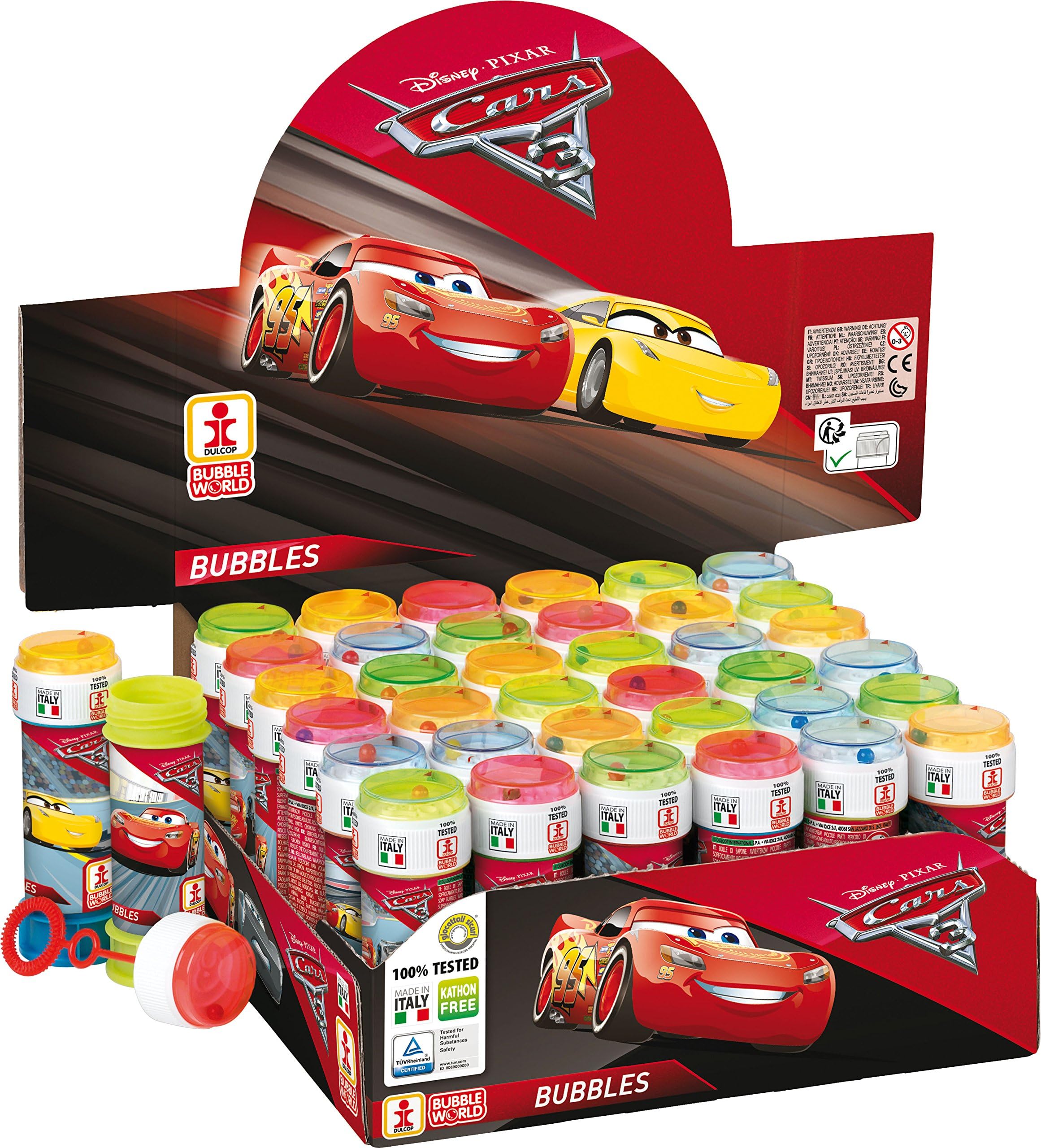 Dulcop International 36 x Cars 3 - Puzzle Maze Tub Of Bubbles 60ml Wholesale Box