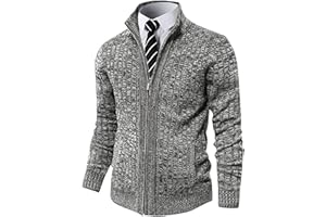 Pioneer Camp Men's Cardigan Sweaters Full Zip Up Stand Collar Slim Fit Casual Knitted Sweater with 2 Front Pockets