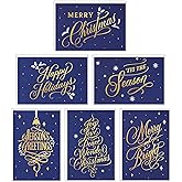 Hallmark Boxed Christmas Cards Assortment, Blue and Gold Holidays (6 Designs, 72 Cards with Envelopes)