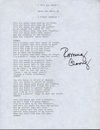 Clooney Rosemary 1928 2002 This Ole House Signed Song