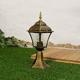 Rustikale Standleuchte In Antikgold Inkl 1x 12w E27 Led Stehleuchte Aus Aluminium Glas Stehlampe Fur Garten Terrasse Weg Lampen Leuchte Aussen Amazon De Beleuchtung