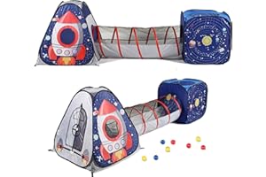 UTEX 3pc Space Astronaut Pop Up Play Tents with Tunnels for Kids, Boys, Girls, Babies and Toddlers, Indoor/Outdoor Playhouse –Stem Inspired Design W/Solar System & Planet