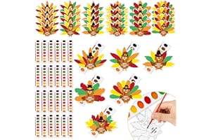 K1tpde Thanksgiving Crafts with Watercolor Paint - 24 Set DIY Watercolor Paint Bulk with Turkey Greeting Card Kit for Kids School Classroom Activities, Fall Thankful Gift Card Turkey Craft Party Favor
