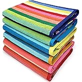 Kaufman Colored Classic Multi-Color Stripe Towel - Oversized Towels for Beach & Pool - Soft & Absorbent Towels for Versatile Use - Large Cotton Towel for Adults & Kids 30" x 60" - 6 Pack (Old Version)