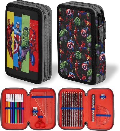 Marvel Avengers Pencil Case with Stationery Included Large Double Zip