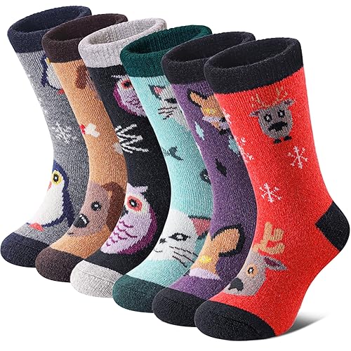 FNOVCO Kids Merino Wool Hiking Socks Toddlers Boys Girls Cozy