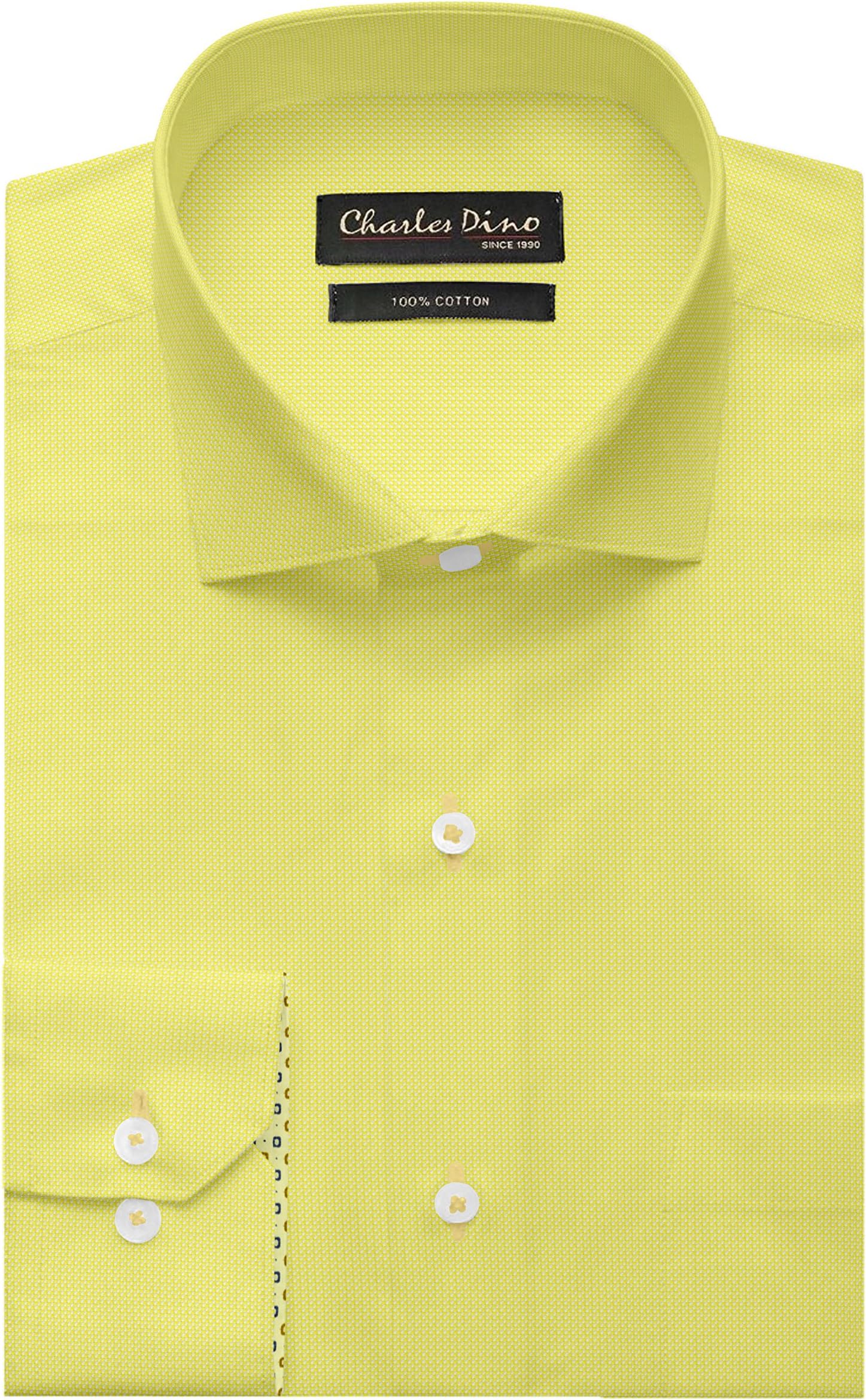 Charles Dino Dark Yellow Men's Wear Plain/ Solid Slim Fit Formal Cotton Shirt