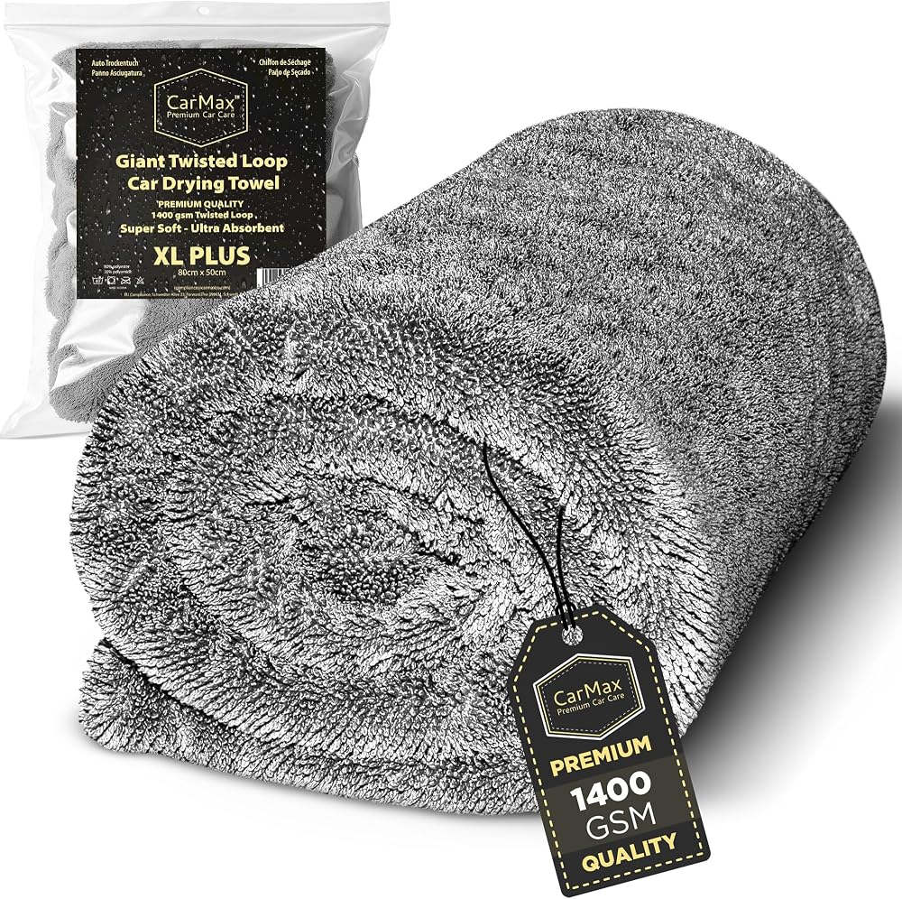 CarMax Premium Double-Sided Twisted Loop Car Drying Towel XL 80x50cm 1400gsm