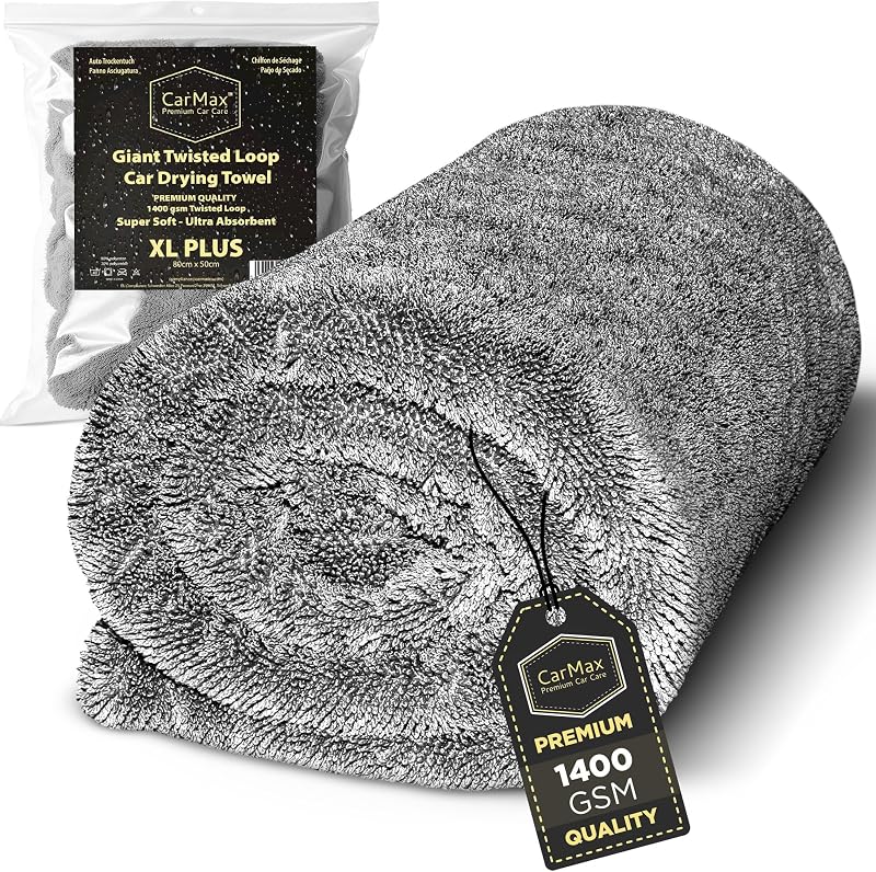 CarMax Premium Double-Sided Twisted Loop Car Drying Towel XL 80x50cm 1400gsm