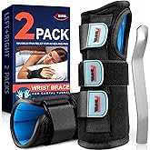 FEATOL 2 Pack Blue Black Wrist Brace for Carpal Tunnel - Pain Relief for Sprain, Arthritis, Tendonitis, Injuries, Wrist Pain, Cockup Wrist - Wrist Brace Night Support Both Hand with Removeable Splint - For Men & Women Small/Medium Size
