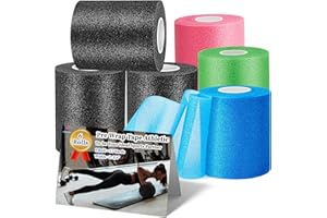 UNBEATABLE ENERGY Pre Wrap for Hair Soccer- 6 Rolls 78yd (234'), Multi Color Athletic Prewrap Tape Headbands, Foam Sport Underwrap Pre-Wrap - Black, Pink, Blue, Green